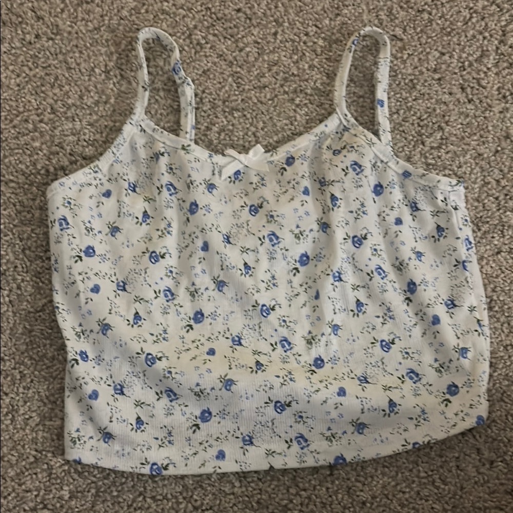 SHEIN Cream Tie Front Crop Camisole